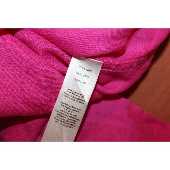 Chicos Womens Button-Up Fuchsia Linen Shirt Size 2x - Picture 7 of 9